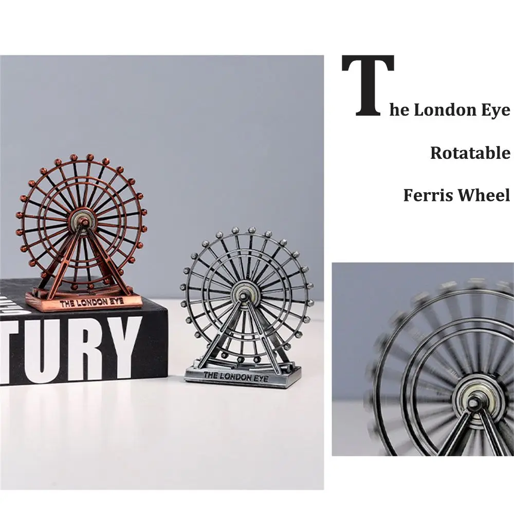 S89a53ae8d873482593fd3c6f591f3a83H Akcesoria pulpitu kreatywny Retro rękodzieło London Eye Ornament diabelski młyn Model obrotowa figurka sztuki