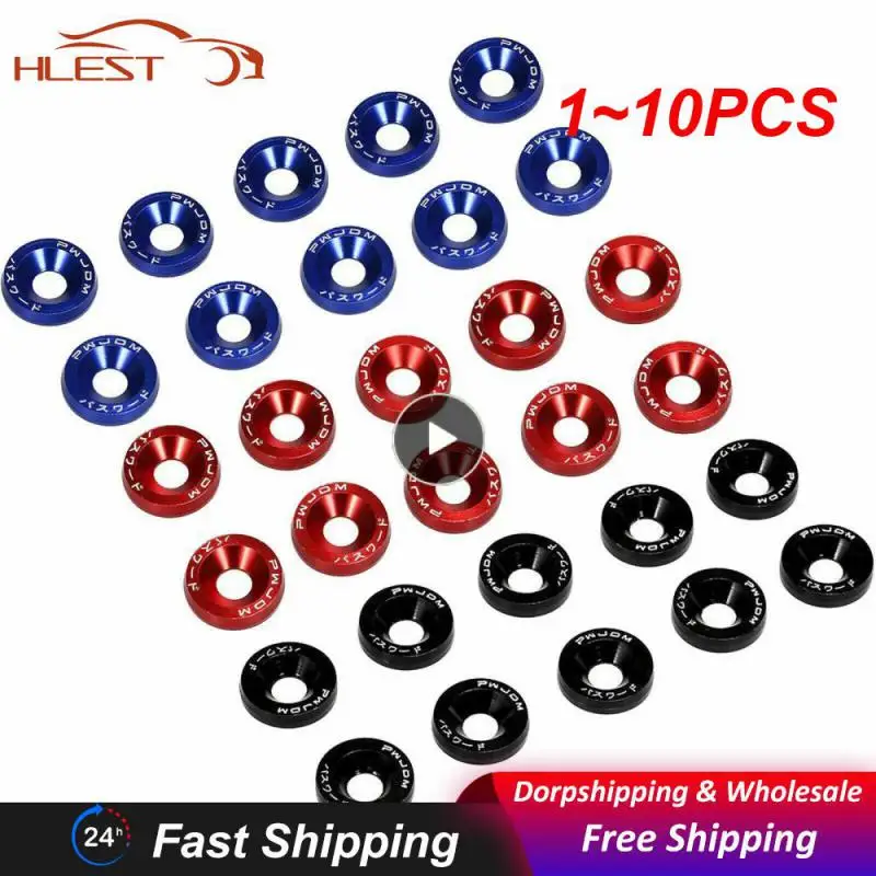 

1~10PCS AluminumPack Car Modified Hex Fasteners Fender Washer JDM Bumper Engine Concave Screws Car modification gasket screws