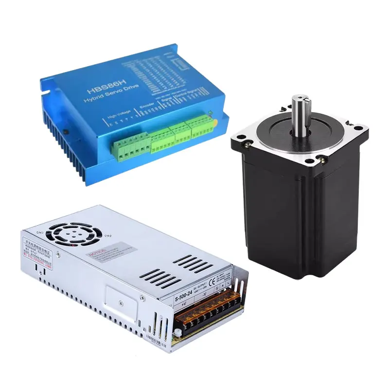 Stepper Motor Cnc Power Supply Module 3 Axis 4 Axis Nema34 4.5N-12N Closed Loop Stepper Motor Kit + HBS86H Two-Phase Motor Driver + 400W 60V CNC Power Supply