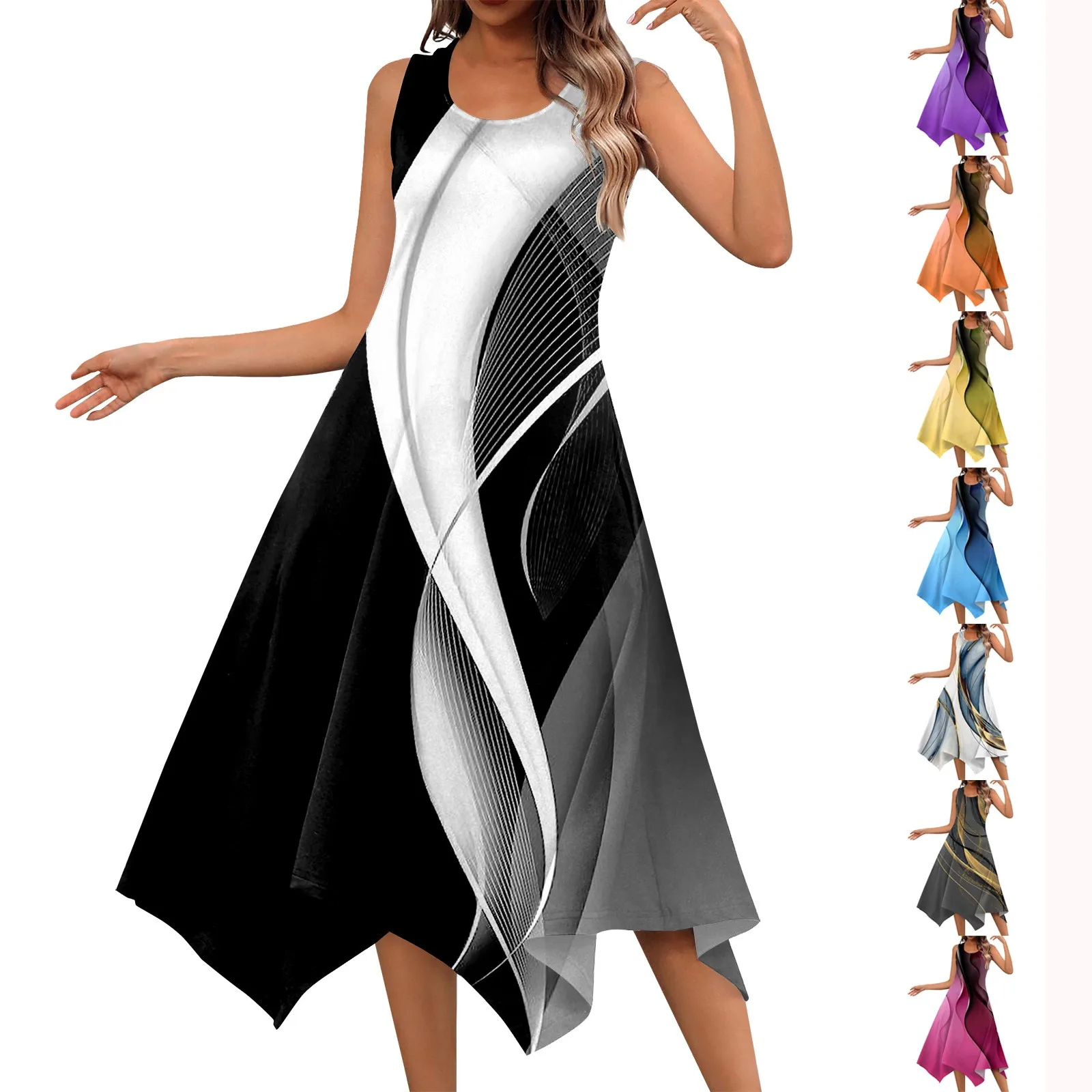 Vestido Midi Sin Mangas Talla Grande Zenana - Cuello Redondo Con Pliegues - Tallas 1XL 2XL 3XL - Para Verano