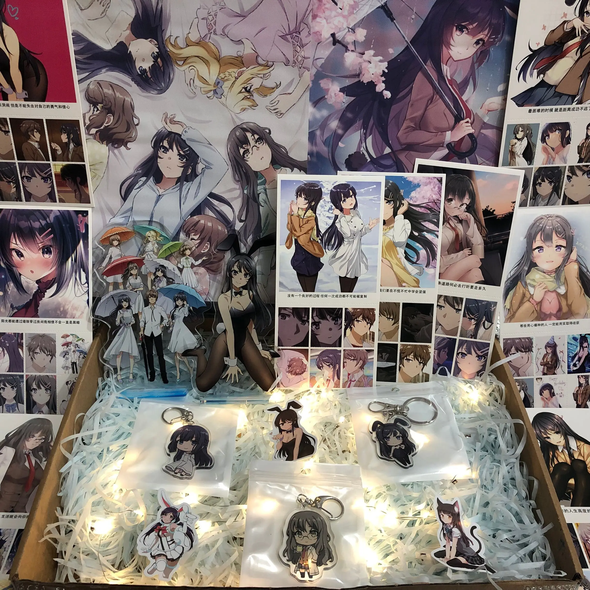 

Senpai Sakurajima Mai аниме акриловый брелок стенд фигурки плакаты Наклейки подарки коробка день рождения