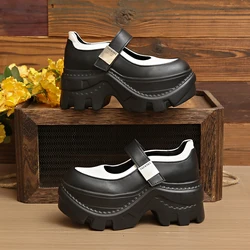 Women's Plus Size Leather Platform Sneakers - Thick Sole, Versatile & Height - Enhancing - 38 (Black)