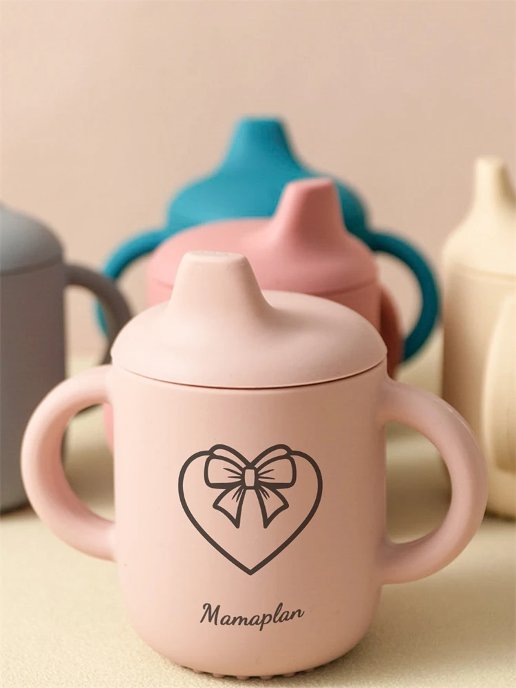 1PC Personalized Silicone Baby Cup BPA Free Leak-Proof Non-Slip Feeding Cup for 6M+ Infants Custom Name Design Baby Stuff 2