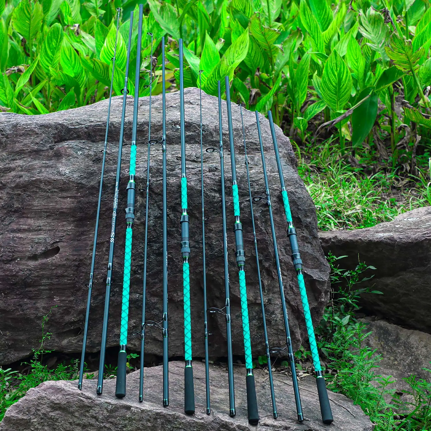 Sougayilang Karpfenangelrute, 3-teilig, hohe Leistung, 12-40lb Schnurgewicht, High-Carbon, rutschfester Griff für große Fische, Brandungsangeln – Detail 9