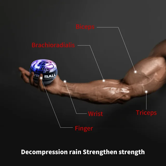 LED Wrist Power Trainer Ball Self-starting Gyro Wrist Hand Ball Arm Hand Muscle Force Fitness Exercise Equipment Strengthener 5