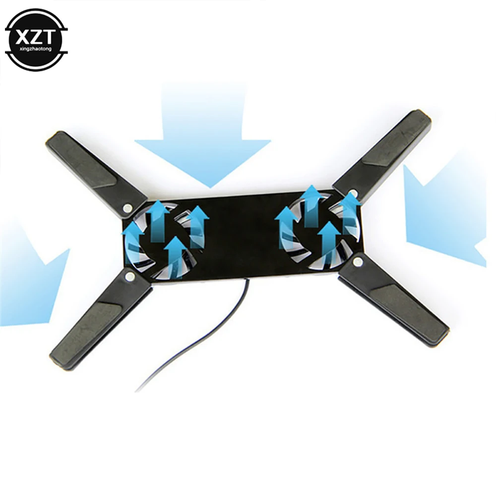 Rotatable USB Fan Cooling Pad 2 Fans Cooler Notebook Stand For 10-17" Laptop 1Pcs