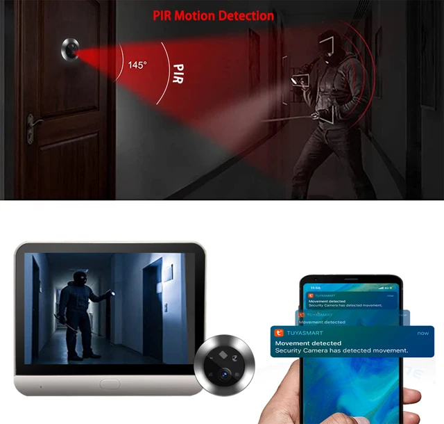 Tuya Video Mirilla Wifi Cámara Puerta Visor Video-ojo Mini Mirilla Puerta  Wifi Cámara Seguridad