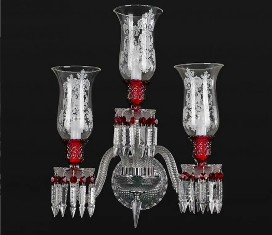Modern Red Crystal Candle Wall Sconce 5