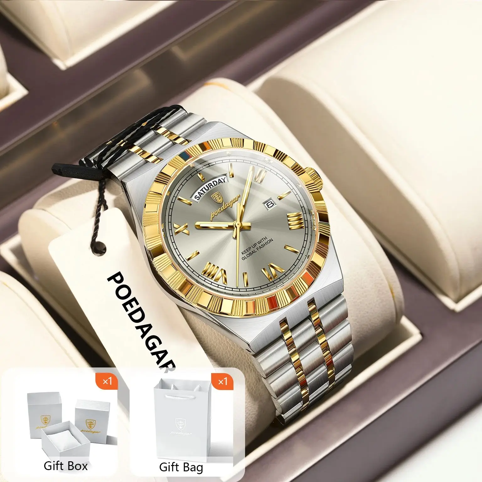 Poedagar Orologio da polso da uomo, impermeabile