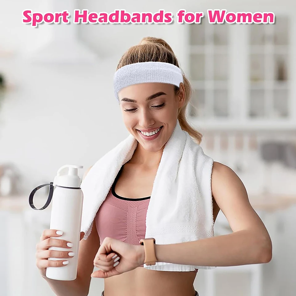 Sports Headband AOLIKES 1PCS Sweatbands for Men Women Terry Cloth For Tennis Running Basketball Working Out