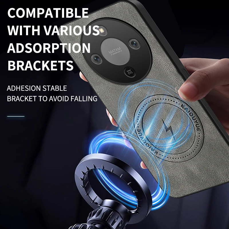 Premium Shockproof Magnetic PU Leather Phone Case - Soft Skin Feel Back Cover