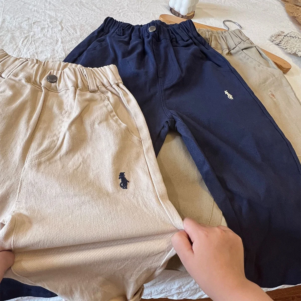 Boys High Stretch Work Pants Cotton Pattern Casual 1-5Y Spring Autumn Pants