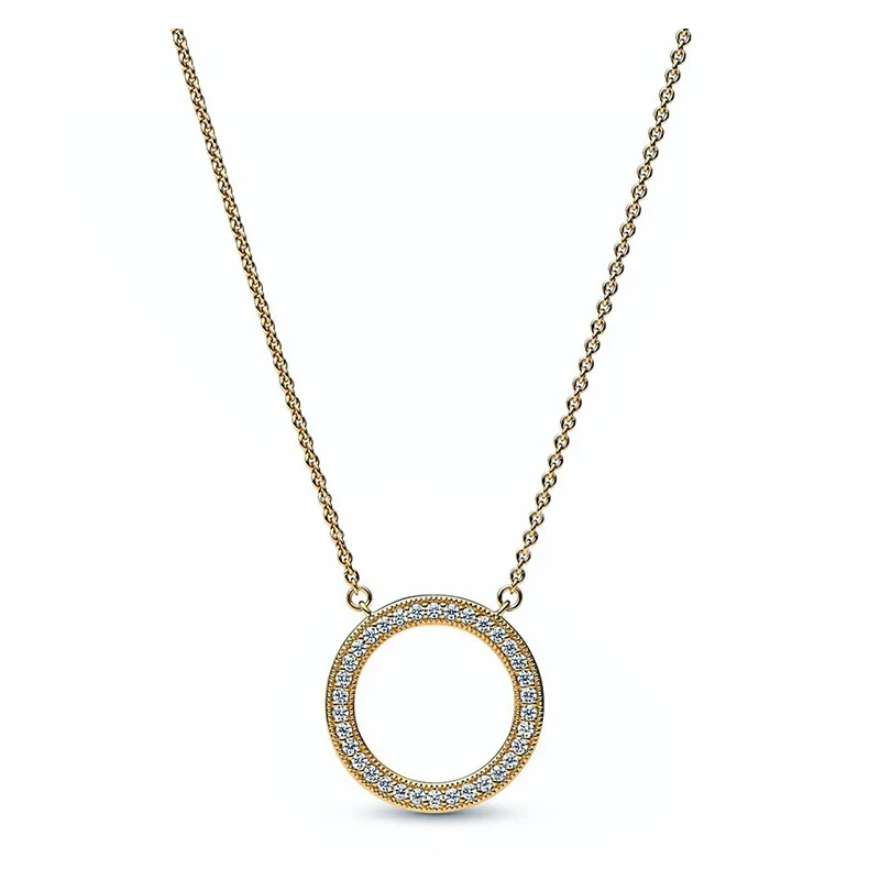 New 925 Silver Women's ME Gold Pearl Double Chain Creative Circle Pendant Necklace Women's Holiday High Quality Gift