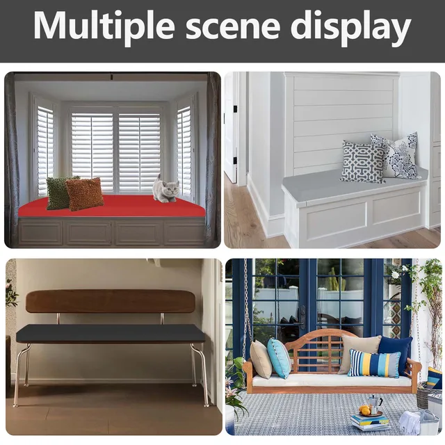3CM Thickened Bench Cushion Waterproof Indoor Outdoor Sate 2-3 Seater Long Bench cushions Chair Pad Patio Bench Soft Garden seat 6
