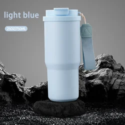 750ML Insulated Stainless Steel Tumbler with Leak - Proof Straw Lid - Keeps Beverages Hot or Cold (Wathet blue)