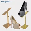 1pcs Fashion Gold Stainless Steel Shoe Tree Showing Shelf Holder Matel Adjustable Shoes Display Stand Rack 2