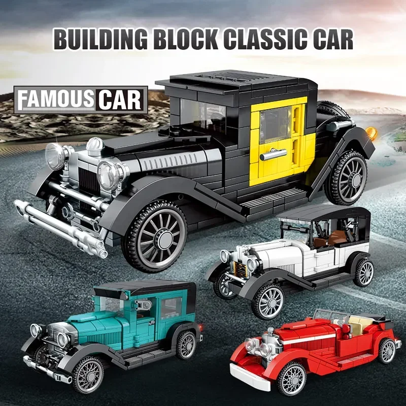 

DIY City Technique Mechanical Classic Car Model Bricks Classical Convertible Racing Vehicle Building Blocks Toy For Kids Gifts