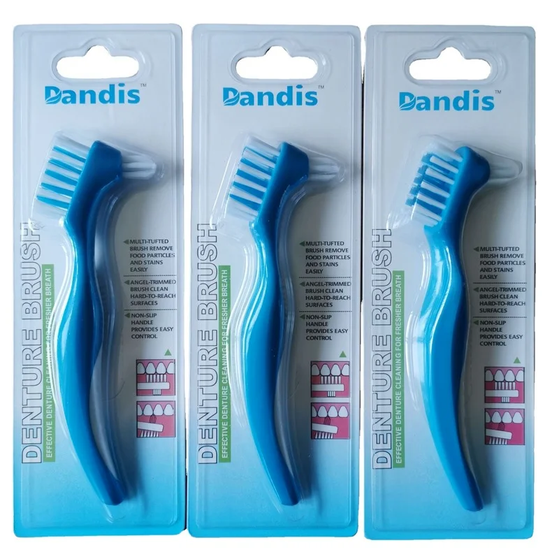 Denture Brush Denture Toothbrush Hard/Soft Double Bristle for False Teeth Brush Superb Total Cleaning