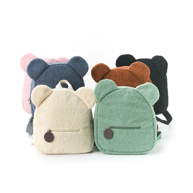 Cute Bear Ear Fleece Backpack for Girls, 1Pcs Warm Lambswool Small Daypack, Kids Casual School Bag Rucksack for Travel Shopping 3