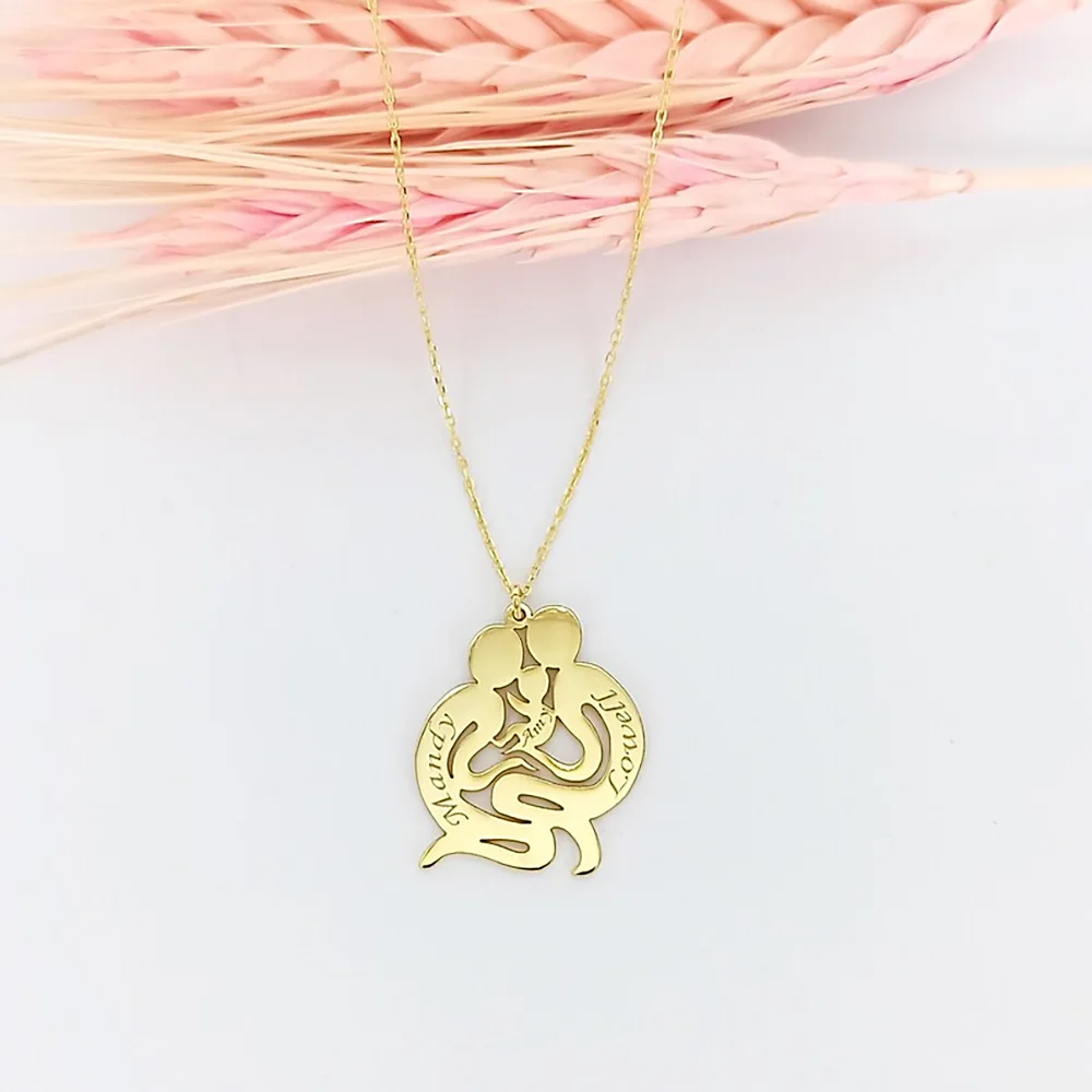 

Customized Name Necklace for Women Father Mother and Child Pendant Metal Necklaces Personalized Jewelry Gifts Free Shipping
