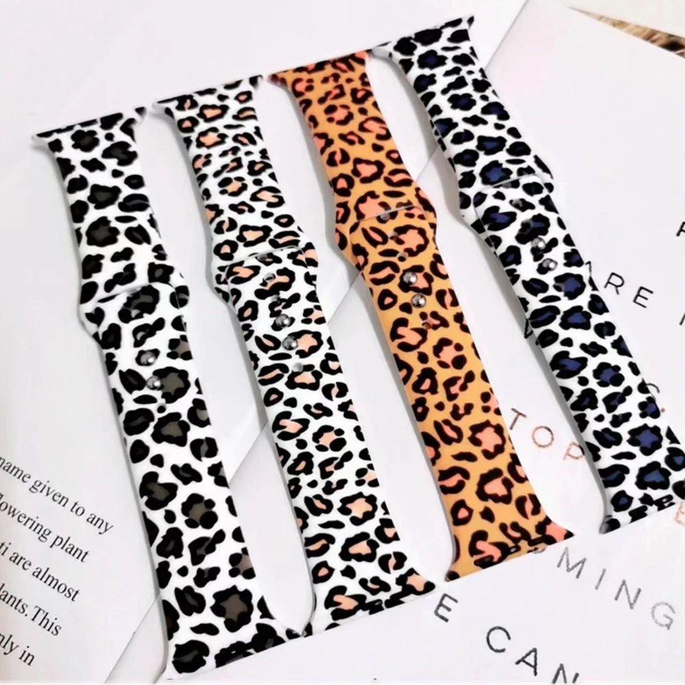 

Leopard Printing Bracelet For Apple Watch 7 6 42 38mm 40 44mm 8 41mm 45MM Belt For iWatch Ultra 49mm 5 4 3 Girl Silicone Strap
