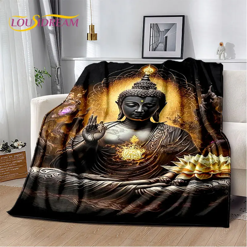Manta de felpa suave de Buda Sakyamuni, budismo, fe, religión, manta de franela para sala de estar, dormitorio, cama, sofá, rezar