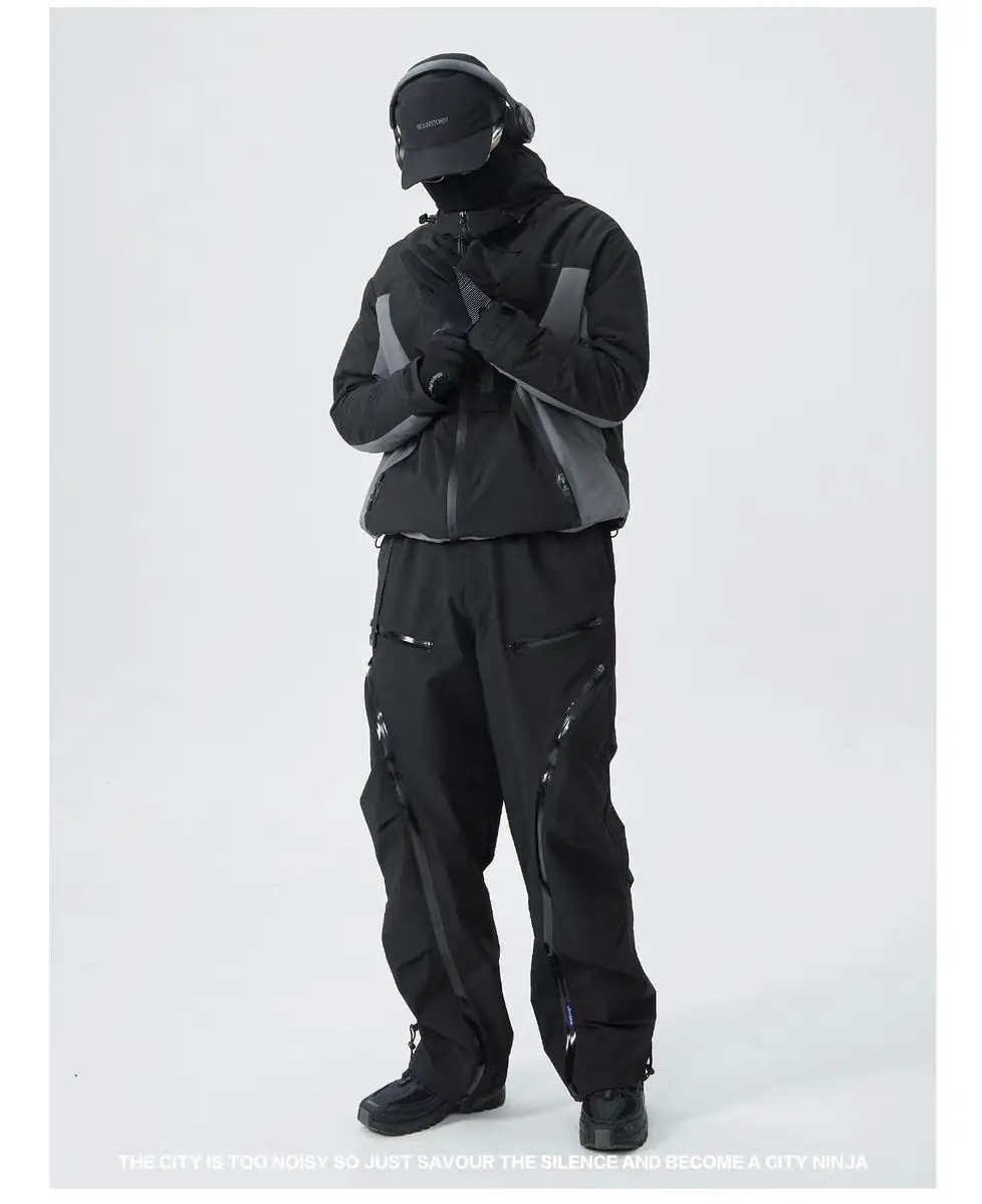 Silenstorm 24aw Outdoor straight leg soft shell pants integrated belt ykk zippers contrast color mesh techwear gorpcore