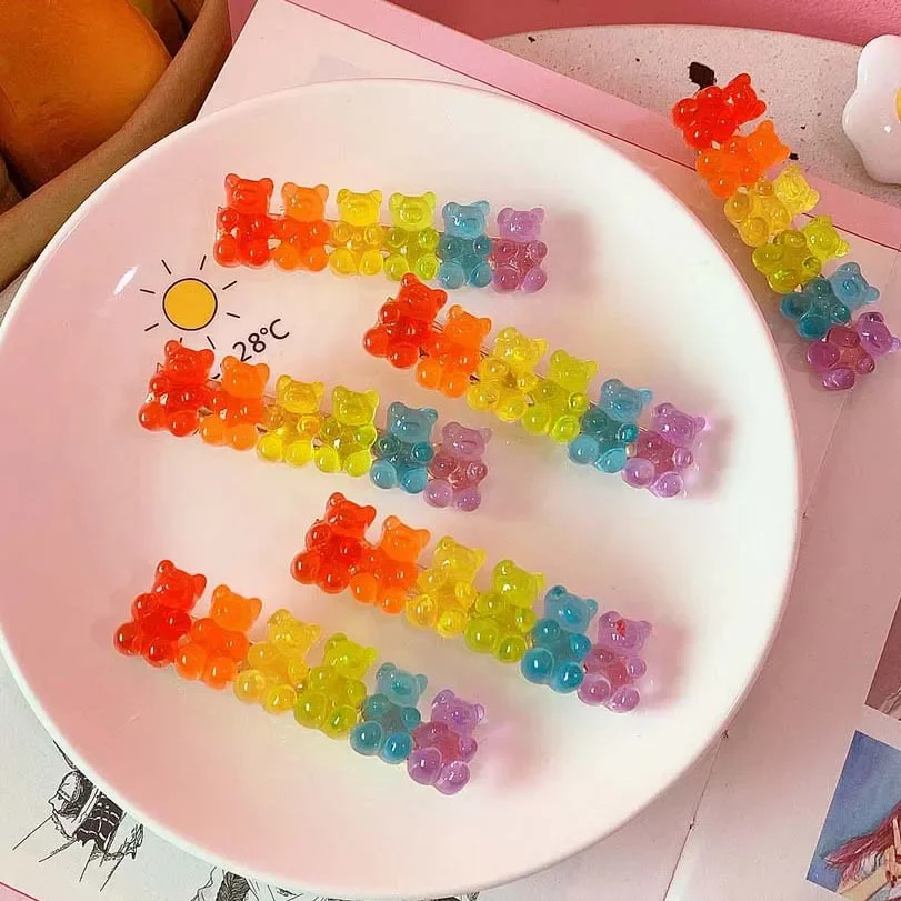 Hair accessory hair clip pearl hairpins Candy Color Jelly Bear Hair Barrette Clips Barrettes Cute Cartoon Animal Hairpin Women Girls Hairgrips Hair Acccessories Gifts