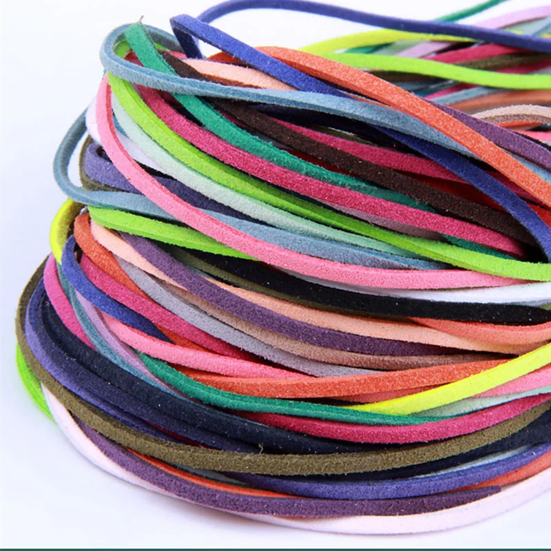 5yards/lot 3mm Flat Faux Suede Braided Cord Korean Velvet Leather Handmade Beading Bracelet Jewelry Making Thread Rope faux suede cord