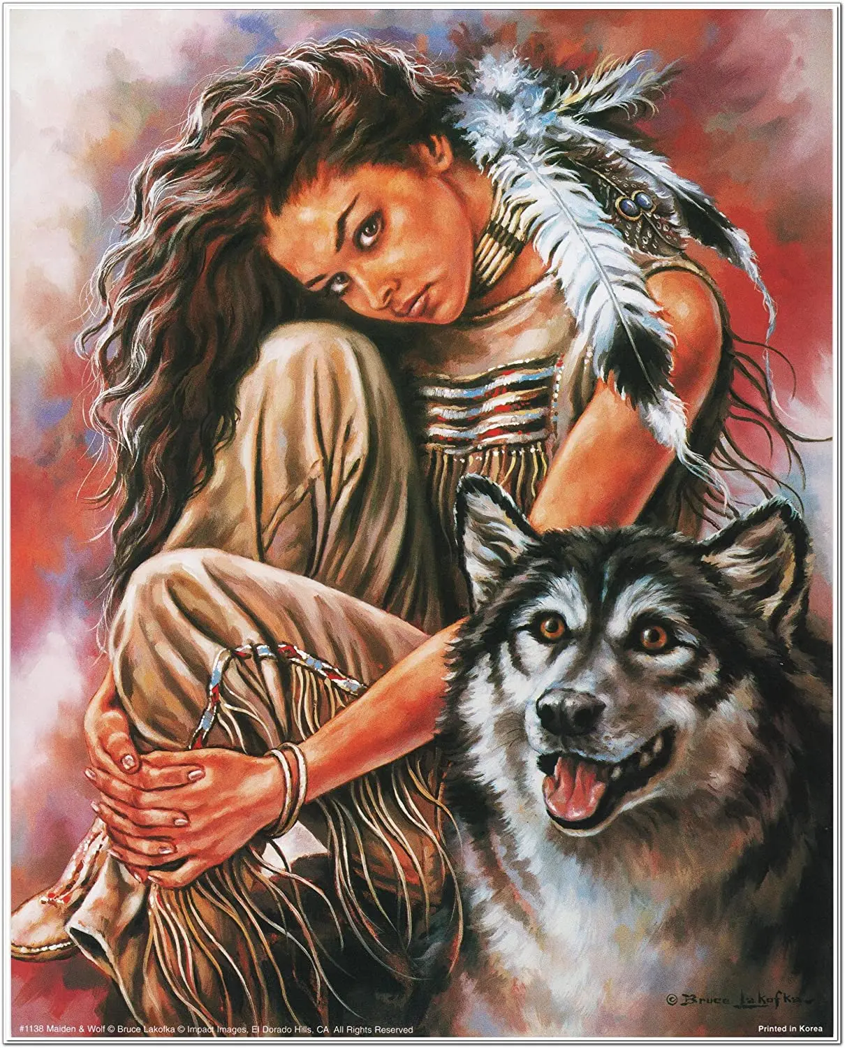 

Индийская девушка и волк Настенный декор художественный печатный плакат