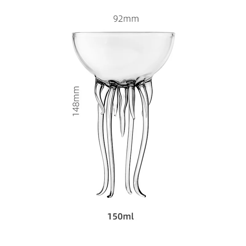 Description Picture 4 of item150ml 5oz Creative Cocktail Glasses Cup Bar Tools Jellyfish Octupus Shape Clear Rainbow Glass Cup Drinkware Drinking Cup 1 Piece