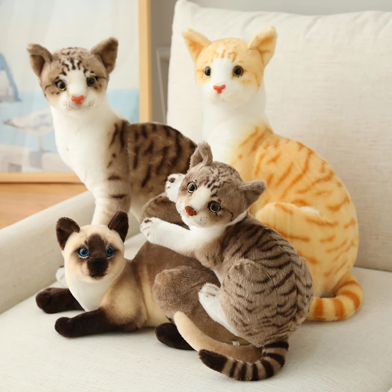 Simulation Stuffed Siamese Cats Toy simulation American Short hair Cute Doll Pet Home Decor For Girls birthday Christmas Gift pet dog comb stainless steel for fur cleaning hair remover brush cats shedding grooming safety tool pet products