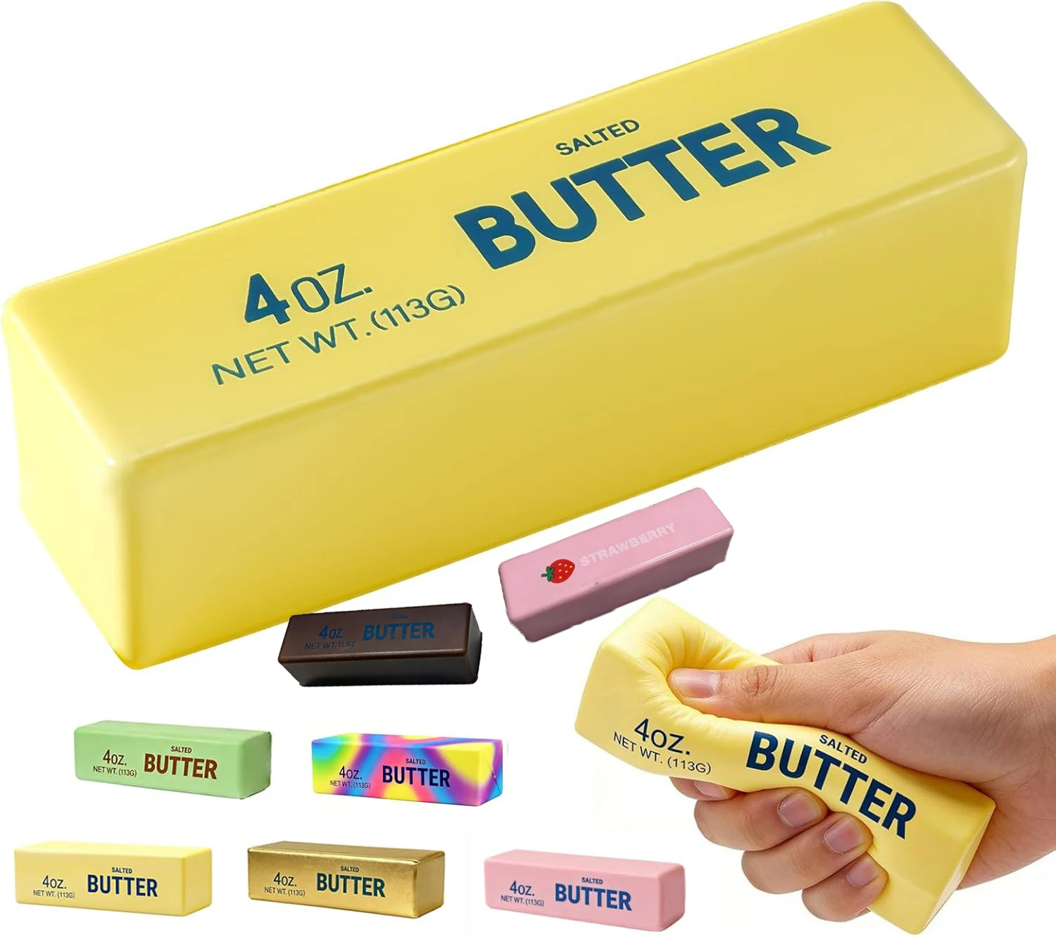 1/3/6PCS Butter Squishy Squeeze Toys Slow Rising Stress Relief Dumpling Squishy Butter Stretchy Sensory Toys Stress Ball 1