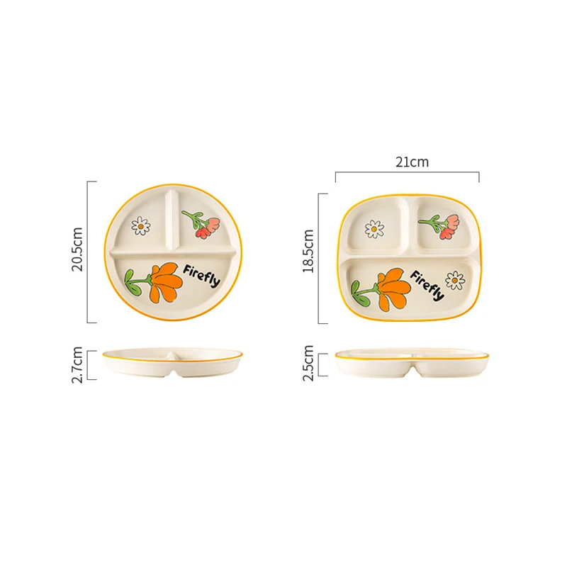 Dining Dish Ceramic Portion Control Diet Plate Divided Dessert Snack Serving for Balanced Meal