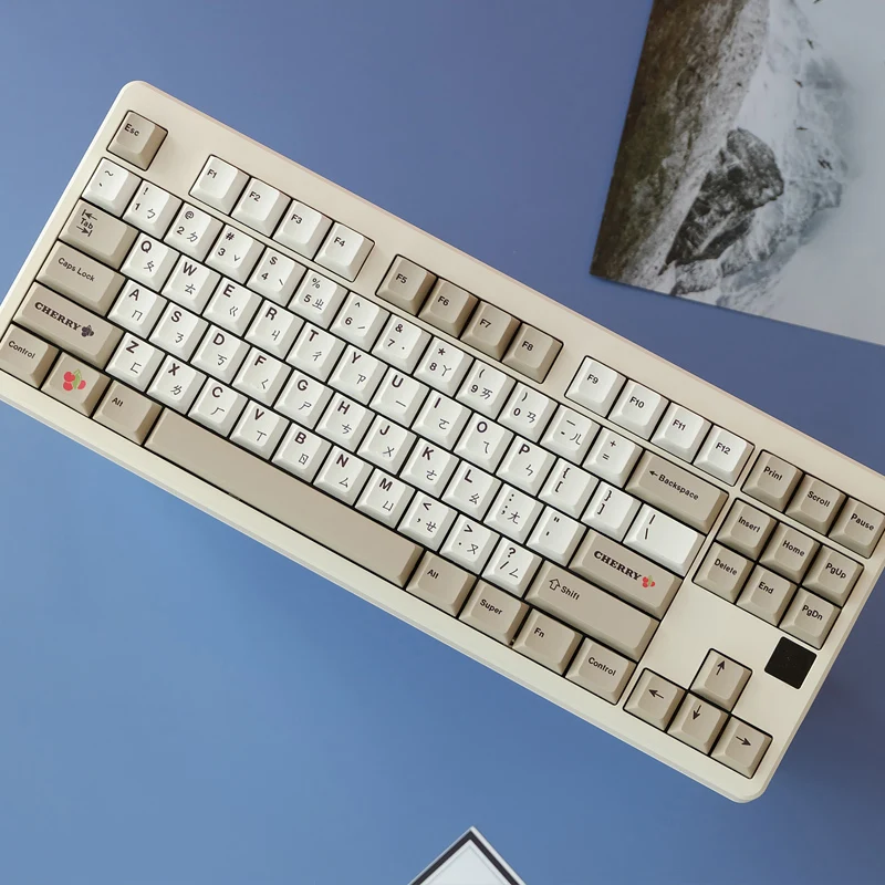 Gmk-Pbtキーボードキャップ,昇華型印刷,グレー,ホワイト,キーキャップ 