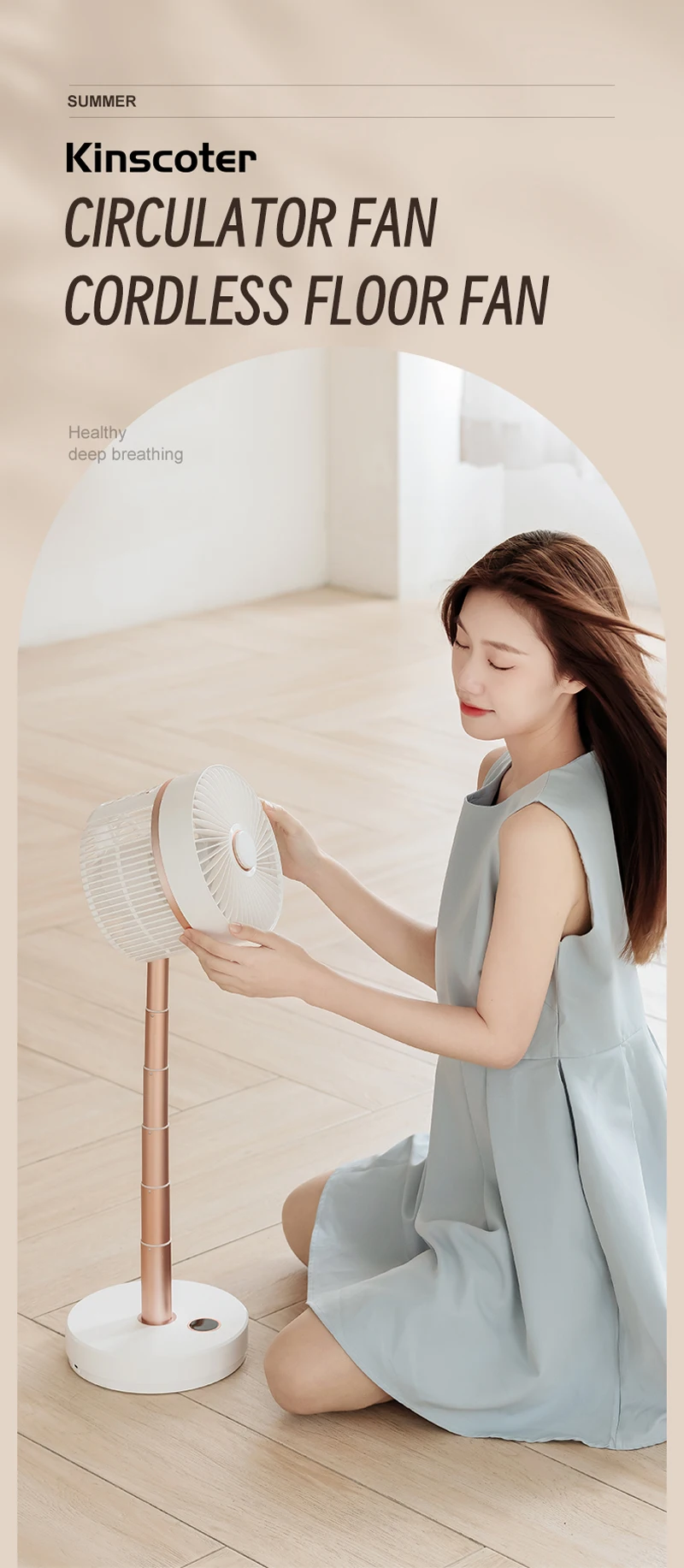 Description Picture 2 of itemHome Floor Fan Auto Oscillation Electric Wireless Circulator Portable Cordless 10000mah Foldable Ventilator With Remote Control