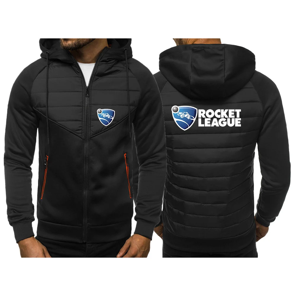 Rocket League 2023 New Man Jacket Cotton Warmer Zipper Hooded Maniche Lunghe Patchwork Fashion Jackets Slim Fit Elasticity Men Top