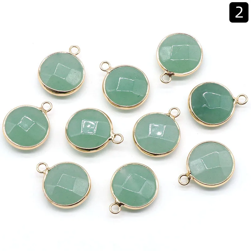 Faceted Gemse Golden Plated  Natural Stone Charms Chakra Reiki Healing Crystal Pendants For DIY Bracelet  Necklace Jewelry ACC