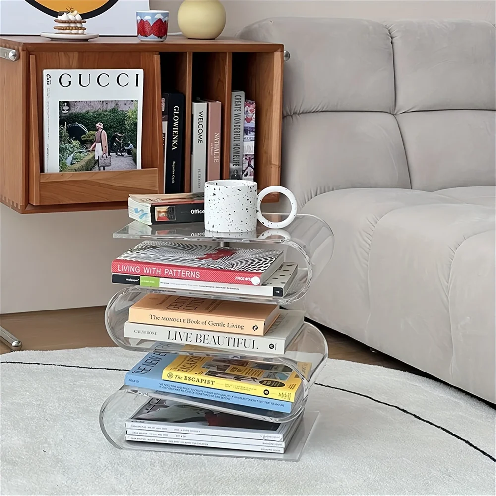 S-shaped acrylic side table magazine rack, decorative bookshelf magazine rack 5