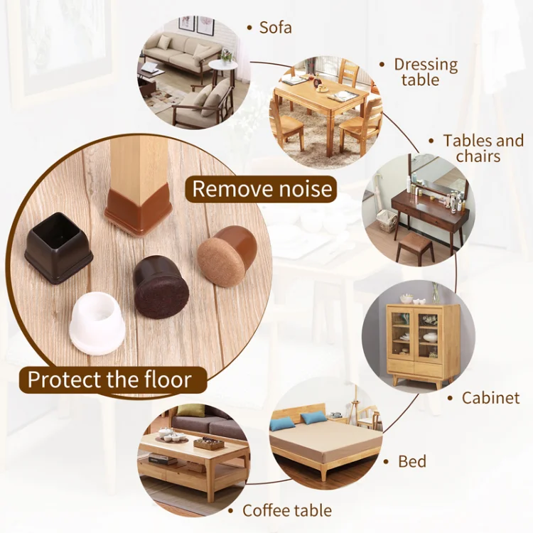 Description Picture 4 of item8Pcs TPE Silicone Chair Leg Floor Protectors with Felt,Chair Leg Caps,Furniture Leg Feet Protection Cover Protect Hardwood Floor