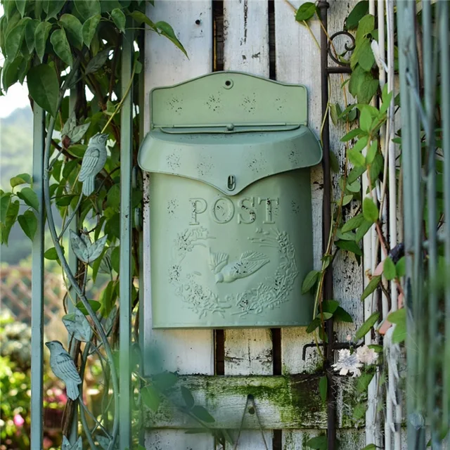 Kültéri Postafiók Vintage Postaszobalapú Falra Szerelhető Fém Levelező Doboz Újságlevél A Kerti Terasz Udvari Dekorációhoz - Image 2