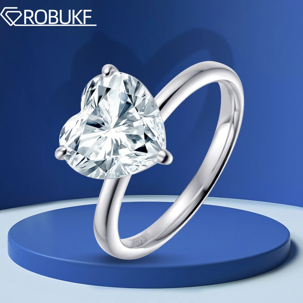 

2CT/4CT Heart Cut Moissanite Rings for Women S925 Silver D Color Diamond Wedding Bride Engagement Band Jewelry With Certified