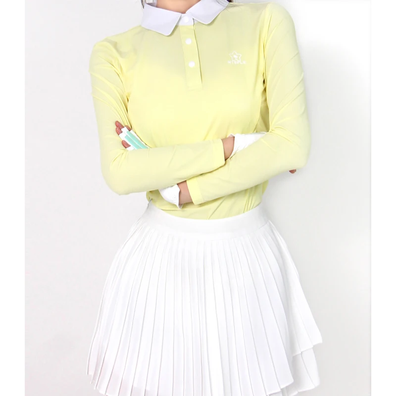 Autumn New Golf Women's Long Sleeved Wrinkle Resistant High-quality Temperament Pleated Skirt Outdoor Leisure Sports Set