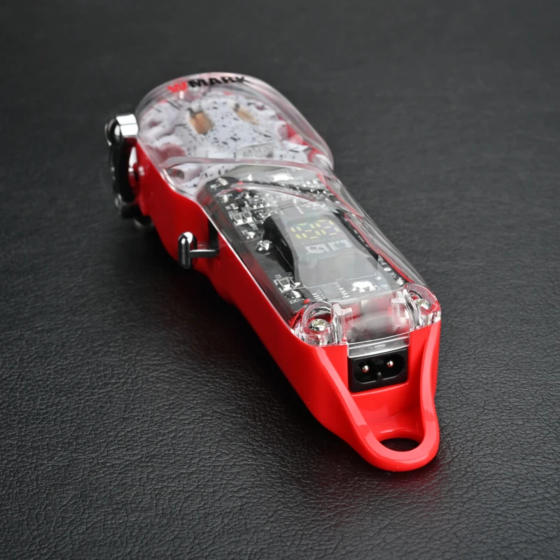 WMARK NG-409 red color Transparent Style Professional Rechargeable Clipper Cord & cordless Hair Trimmer with taper blade ng409