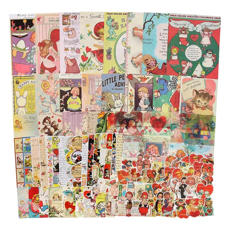 

100 Pcs Vintage Scrapbook Supplies Pack For Junk Journal Art Trash Magazine Ephemera Planner Sticker