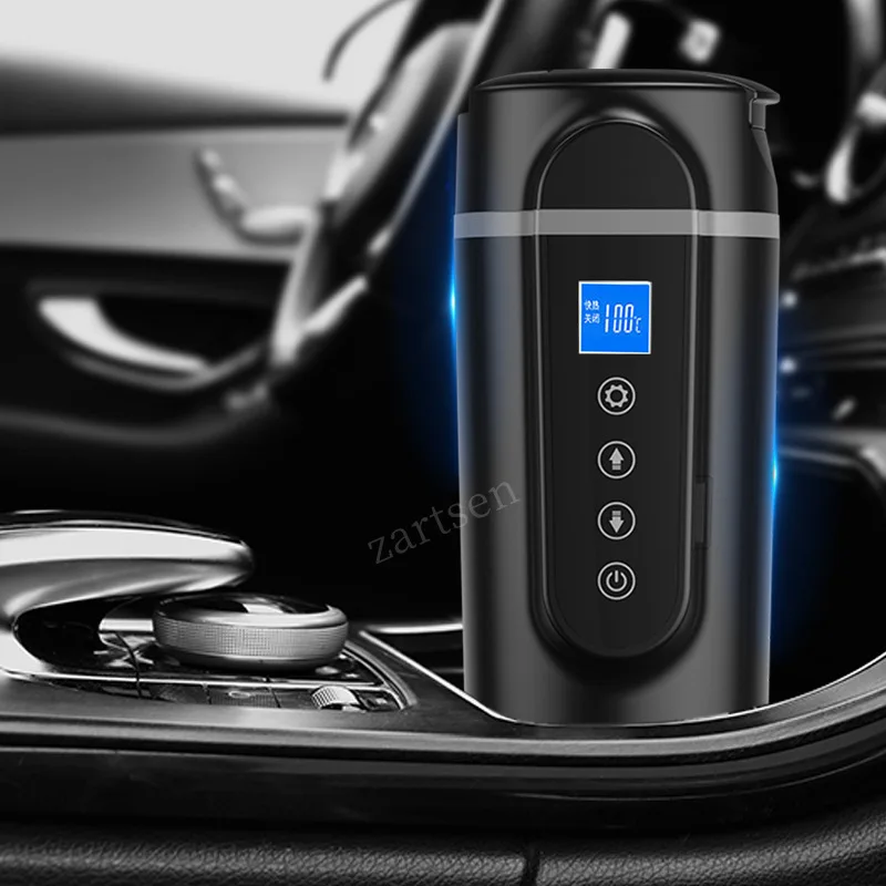 

450ml 12V/24V Car Heated Smart Mug with Temperature Control Stainless Electric Water Cup Kettle Coffee Milk Heated Vehicle