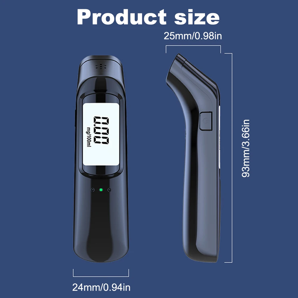 Portable Non-Contact Alcohol Tester With LED Screen Display Breathalyzer USB Rechargeable Breath Alcohol Test Tool