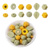 LOFCA 40Pcs Silicone sunflower Beads Plant silicone Flower Beads Silicone Teether Necklace pacifier making Bpa free food grade 1