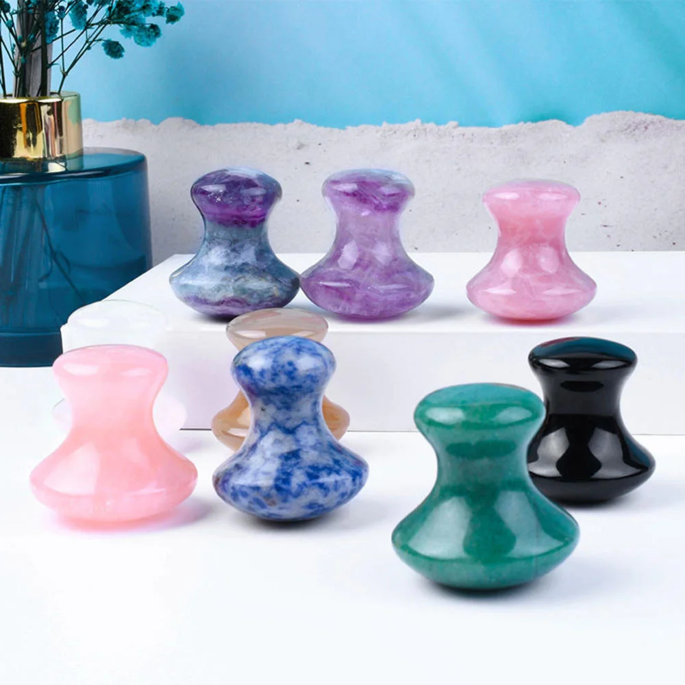 

Natural Jade Stone Facial Body Massager Quartz Mushroom Facial Massage Stone Gouache Scraper Face Massager Gua Sha Board Stone