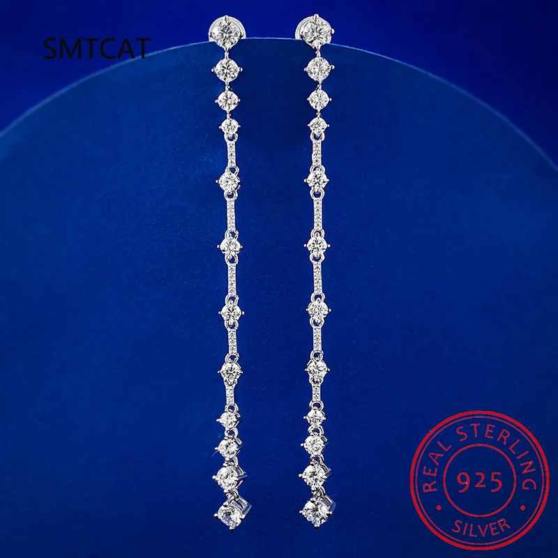 

Серьги-подвески женские из серебра 925 пробы с муассанитом, 3 цвета